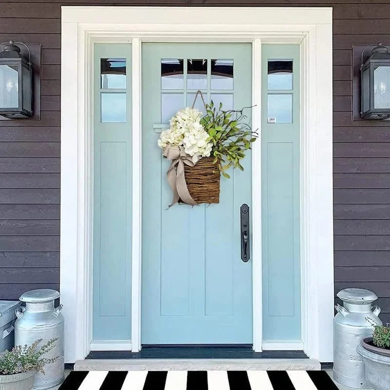 🎁🔥💐Cream Hydrangea Door Hanger Basket Wreath