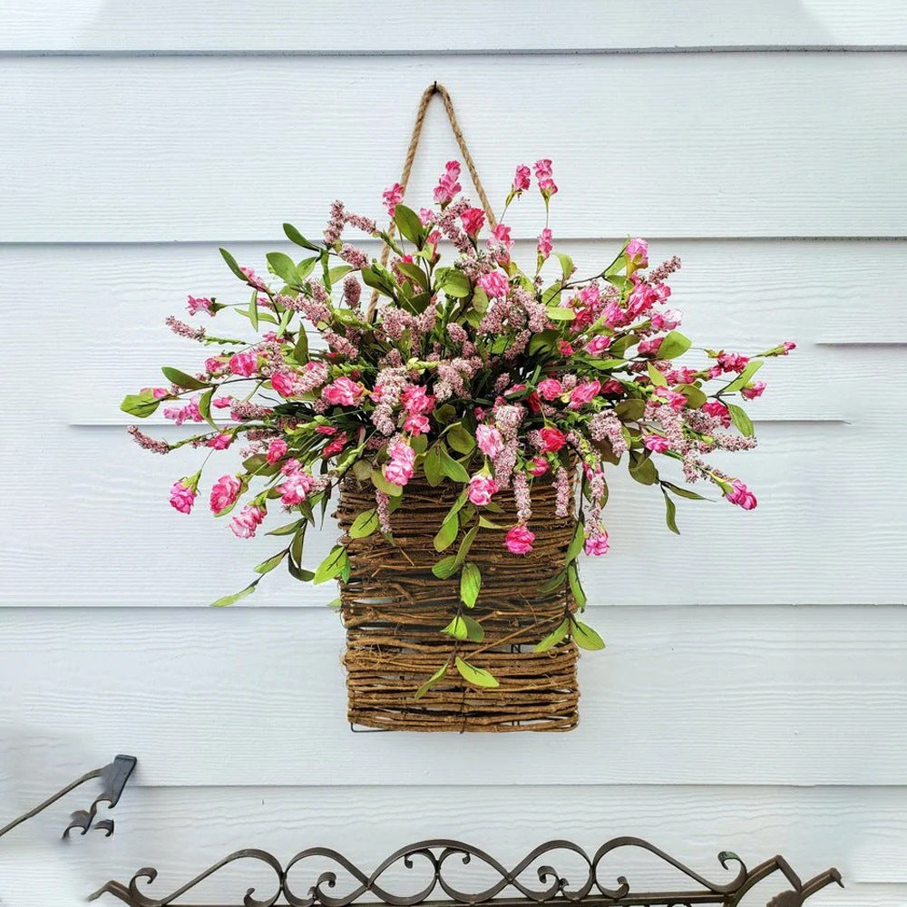 🎁🔥💐Cream Hydrangea Door Hanger Basket Wreath
