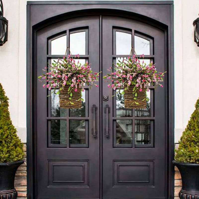 🎁🔥💐Cream Hydrangea Door Hanger Basket Wreath