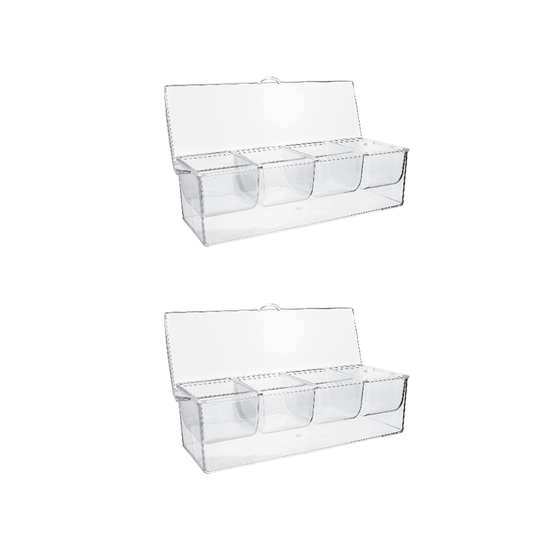 Ice Chilled Condiment Tray-4 Removable Compartments-Lid