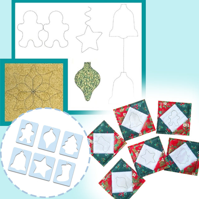 Christmas Motif Quilting Template Set (6 PCS) - With Instructions