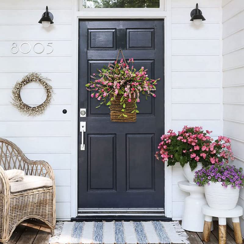 🎁🔥💐Cream Hydrangea Door Hanger Basket Wreath
