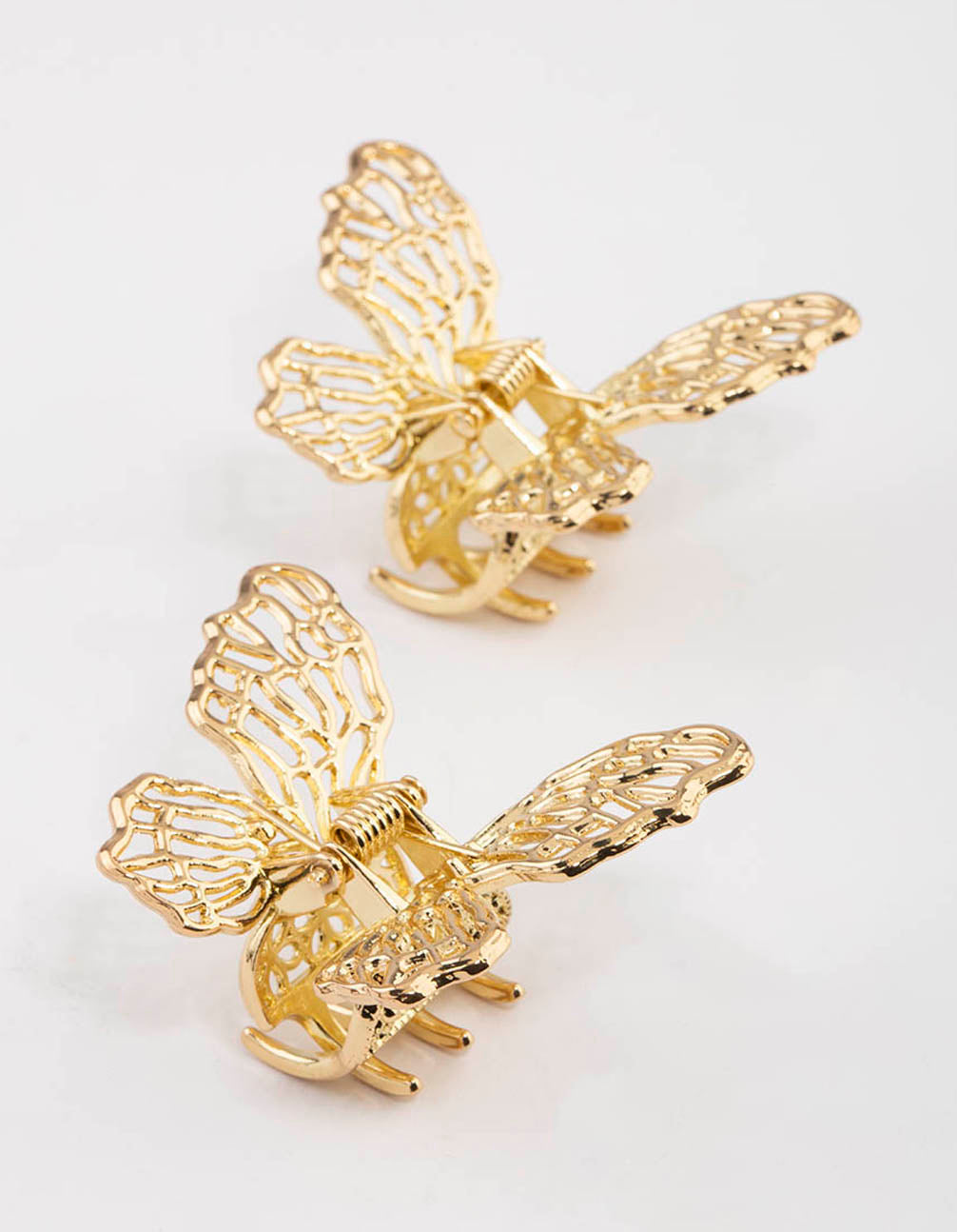 Gold Mini Butterfly Hair Claw Clip Pack
