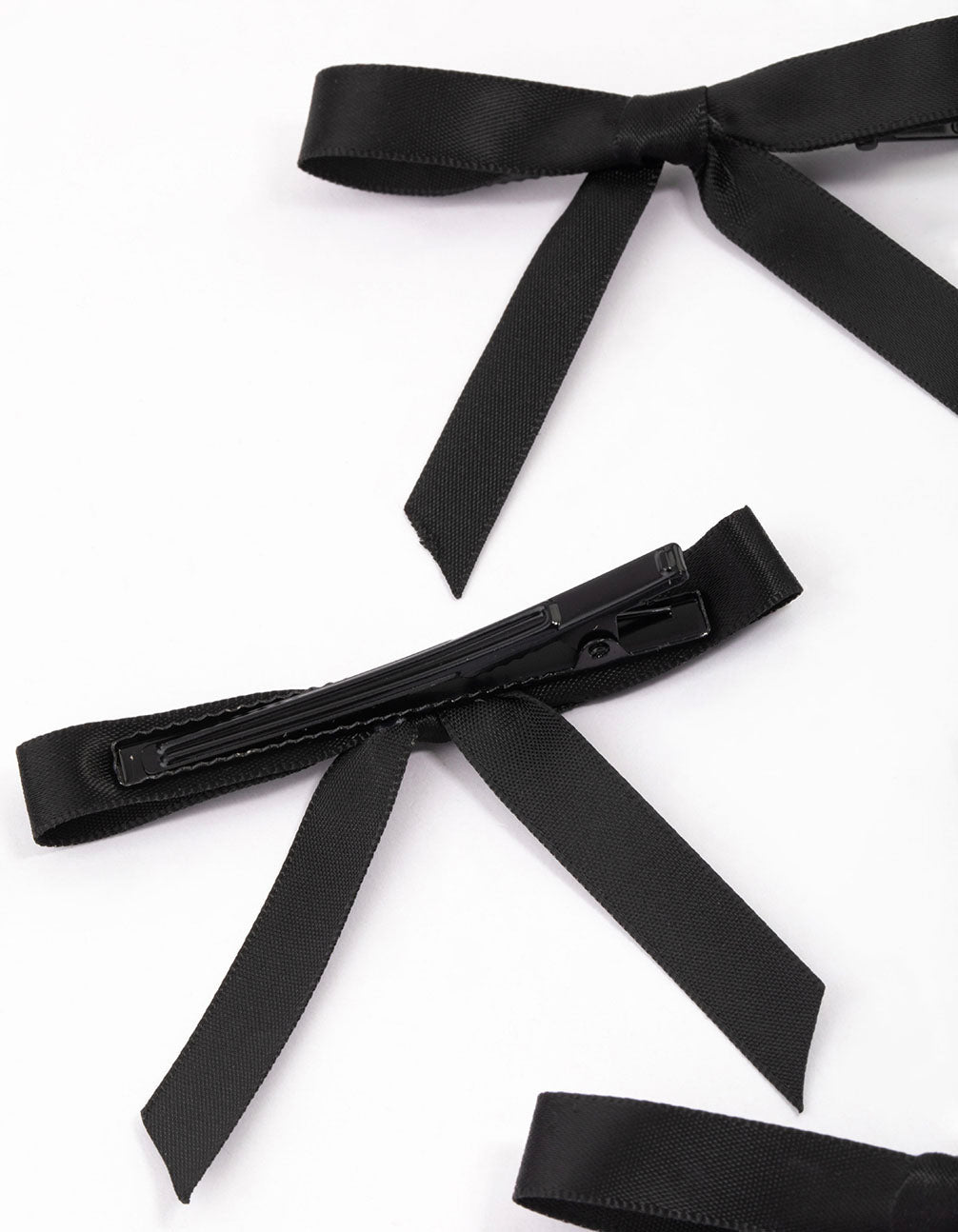 Black Fabric Satin Hair Bows 4-Pack