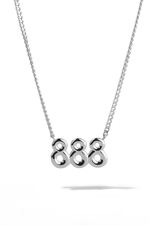 888 Angel Number Silver Necklace | Abundance