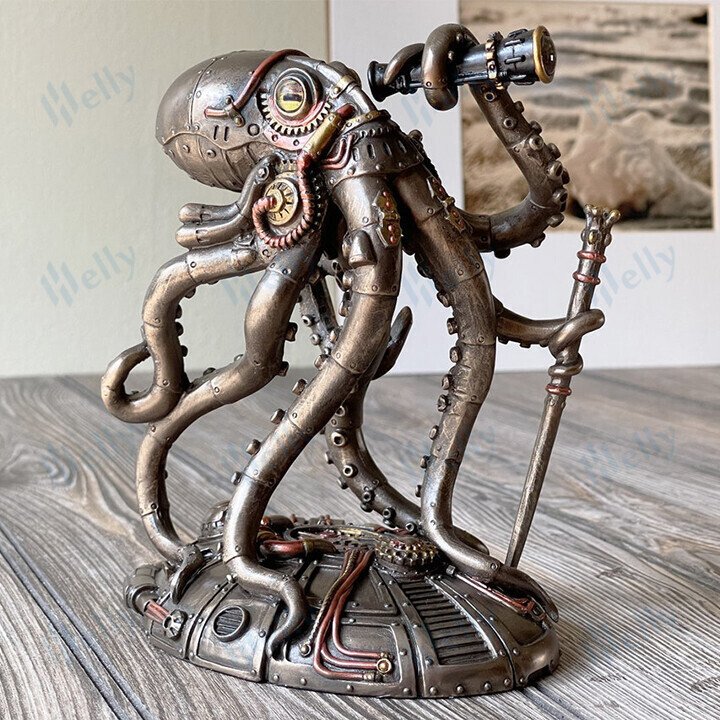 Steampunk Seabed Hiker Octopus Statue Decor