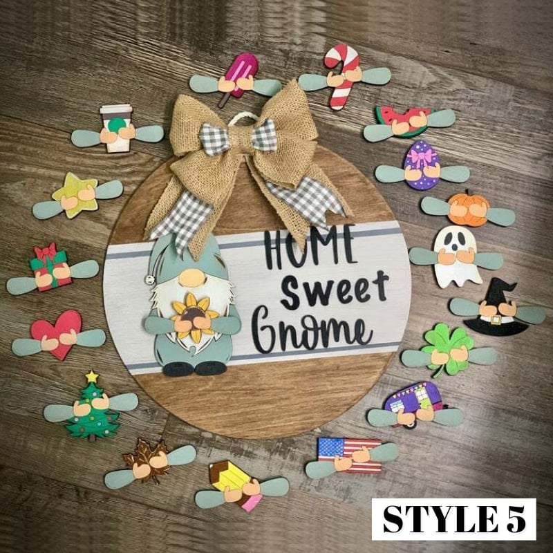 🎉Promotion🎉-Cute 3D Seasonal Interchangeable Gnome Door Hanger