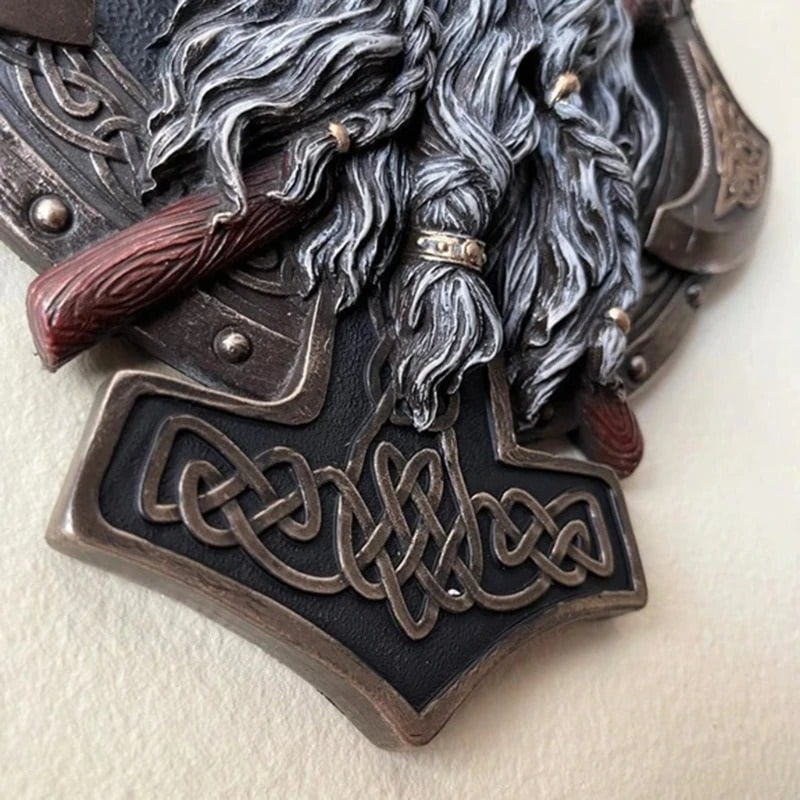 🪓Retro Viking Berserker Double Axe Wall Decorative Plaque Resin Ornaments Wall Decor Plaque