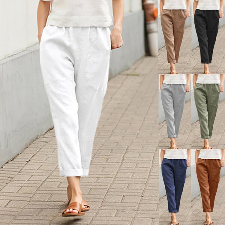 plus size women's clothing - Linen-cotton women's large size loose pants