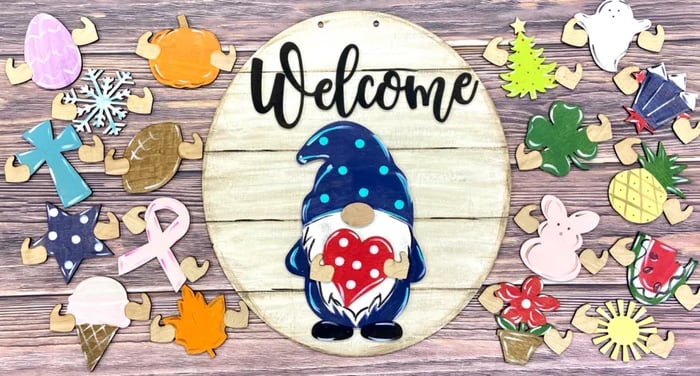 🎉Promotion🎉-Cute 3D Seasonal Interchangeable Gnome Door Hanger