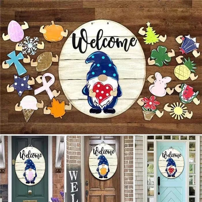 🎉Promotion🎉-Cute 3D Seasonal Interchangeable Gnome Door Hanger