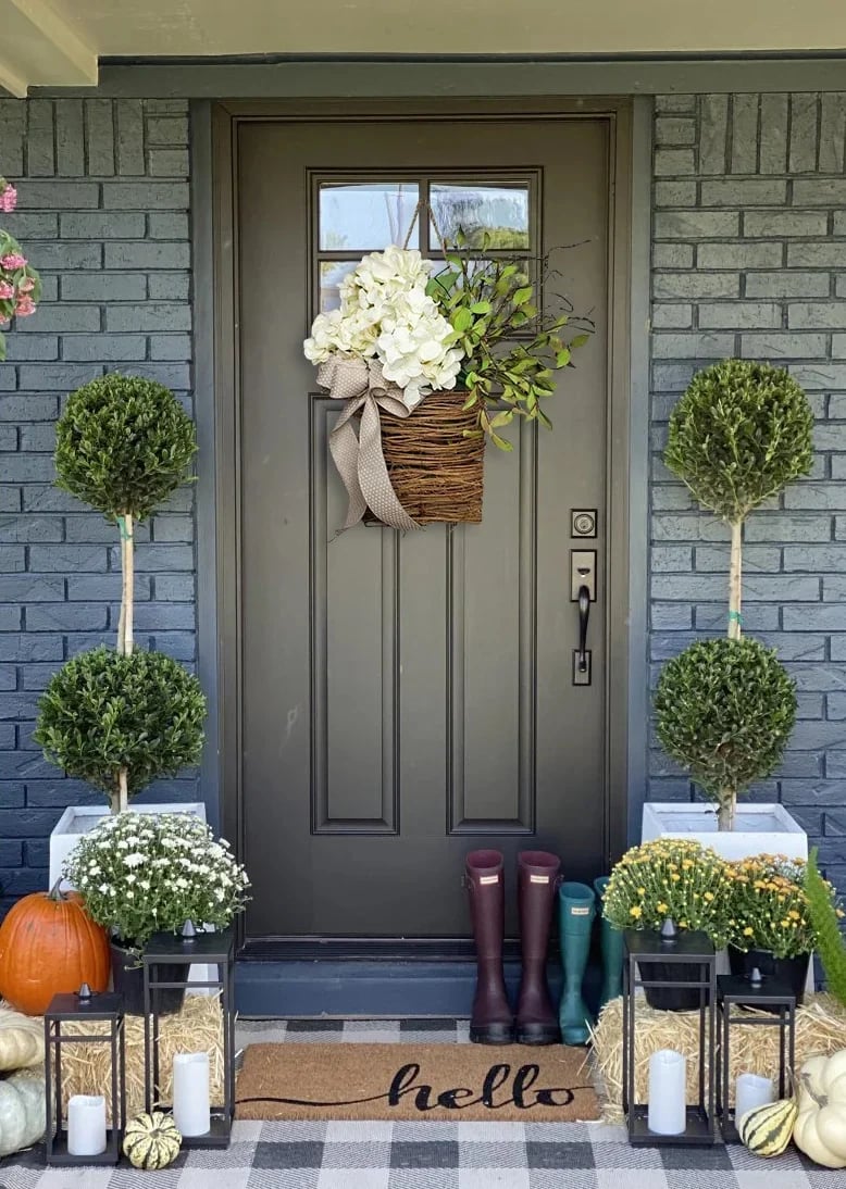 🎁🔥💐Cream Hydrangea Door Hanger Basket Wreath