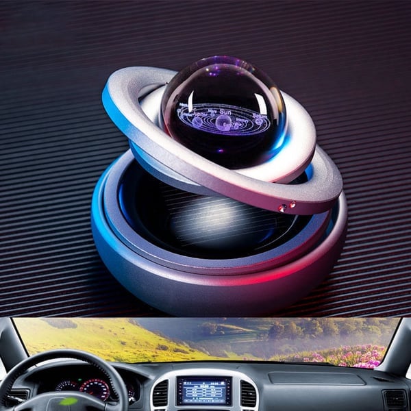 Solar Rotating Double Ring Suspension Car Aromatherapy Ornament💖