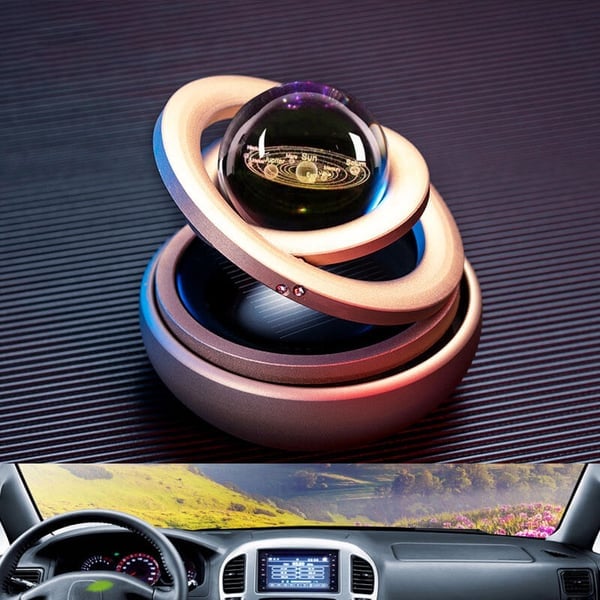 Solar Rotating Double Ring Suspension Car Aromatherapy Ornament💖