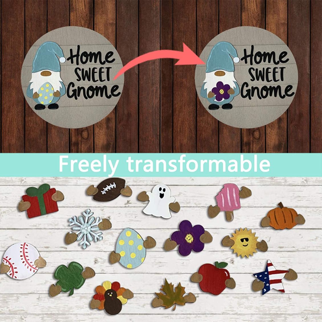 🎉Promotion🎉-Cute 3D Seasonal Interchangeable Gnome Door Hanger