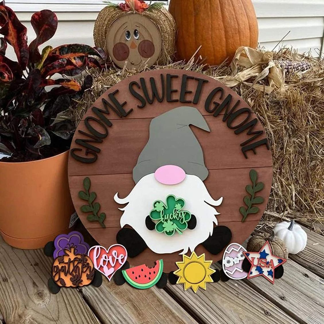 🎉Promotion🎉-Cute 3D Seasonal Interchangeable Gnome Door Hanger