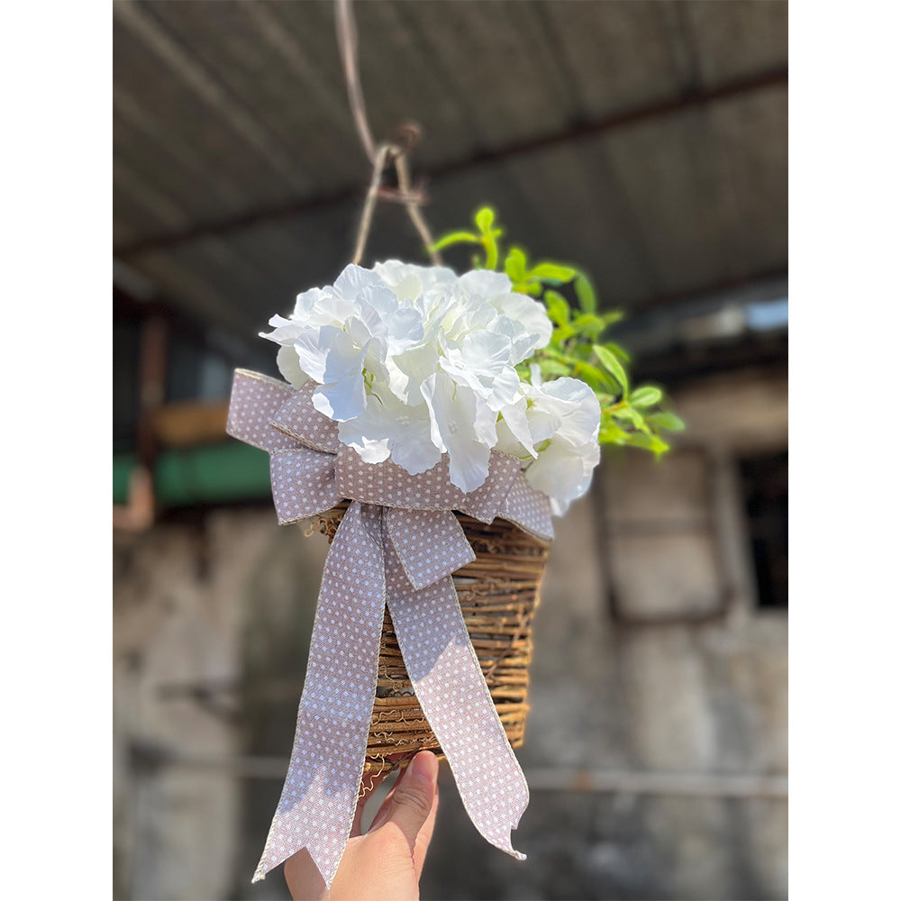 🎁🔥💐Cream Hydrangea Door Hanger Basket Wreath