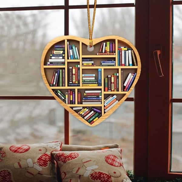 💝Book Lovers Heart Ornament(2D Flat)