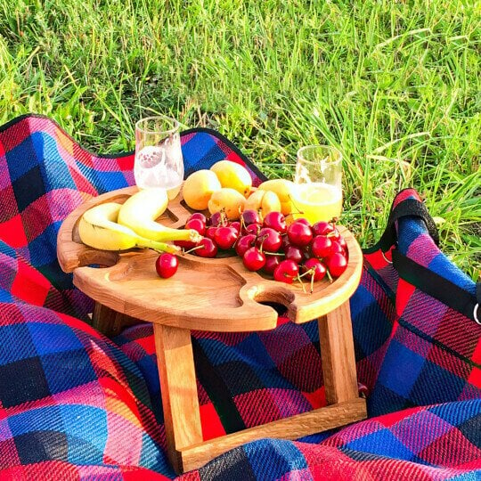 (🔥HOT SALE NOW 49% OFF) - Wooden Outdoor Folding Picnic Table-With Glass Holder