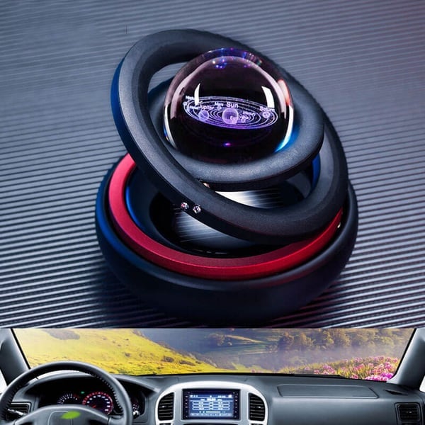 Solar Rotating Double Ring Suspension Car Aromatherapy Ornament💖