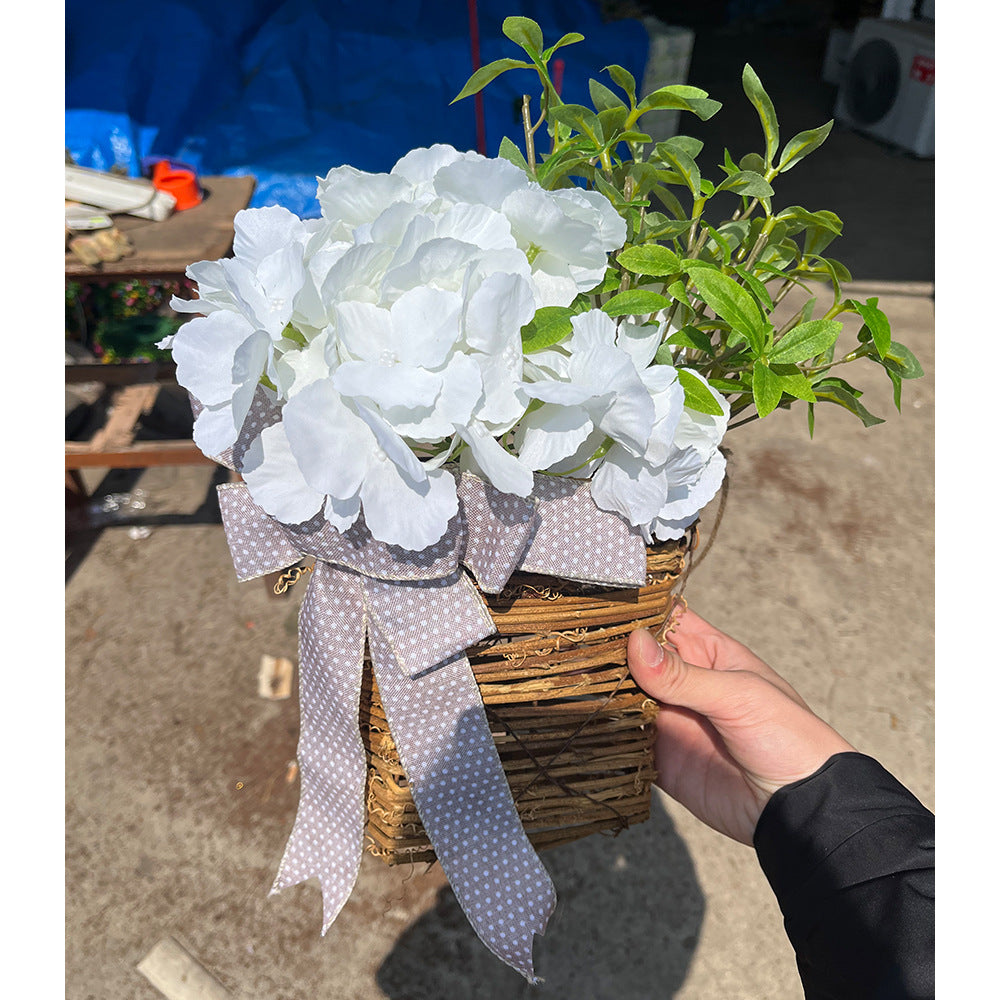 🎁🔥💐Cream Hydrangea Door Hanger Basket Wreath