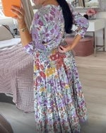 🔥New Hot Sales💃Casual floral print V-neck waist wrap long dress - Buy two and get free shipping!