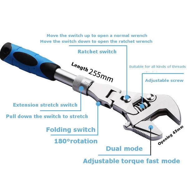 5 In 1 Telescopic Shaking Head Ratchet Wrench